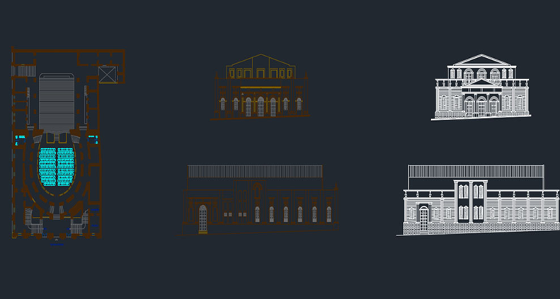 دانلود فایل اتوکد پروژه بازطراحی و تغییر شکل تئاتر DWG | Theater Reshaping Project DWG برای AutoCAD